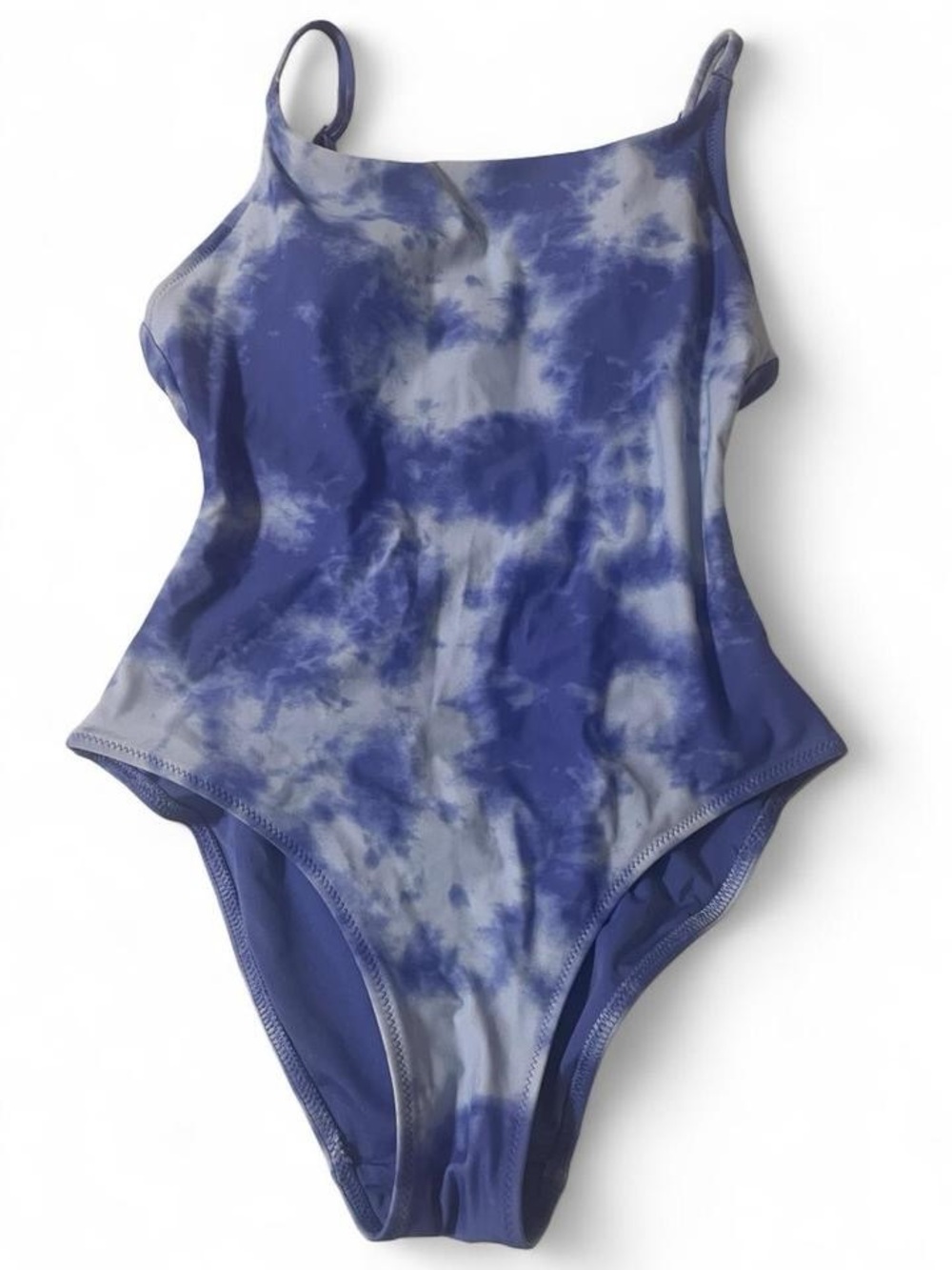 Aerie Real Good Purple Blue Tie Dye Open Strappy Back One Piece Swimsuit XS